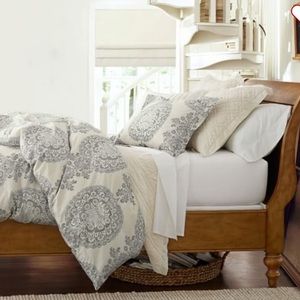 Pottery Barn set of European square pillow cover & standard Sham Lucianna damask